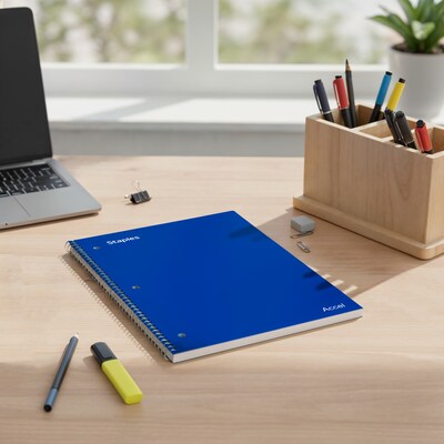 Staples Premium Poly 1-Subject Notebook, 8" x 10.5", Wide Ruled, 100 Sheets, Blue (ST20957D)