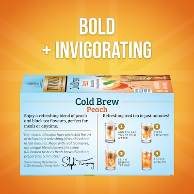 Twinings Cold Brewed Peach Tea Bags, 20/Box (F10055)