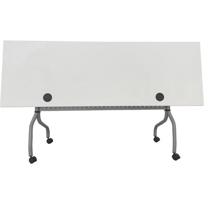 Lorell 72"W x 23.6"D Foldable Flip Top Training Table, Melamine, With Wheels, White (LLR60743)