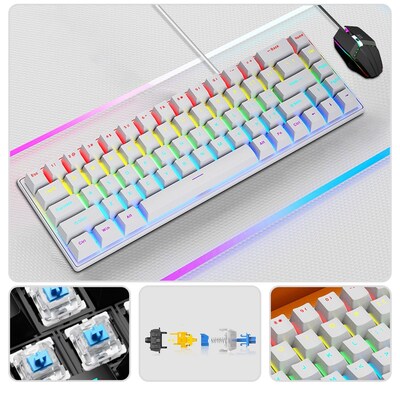 SaharaCase Wired Gaming Keyboard & Mouse Combo, White (KB33)
