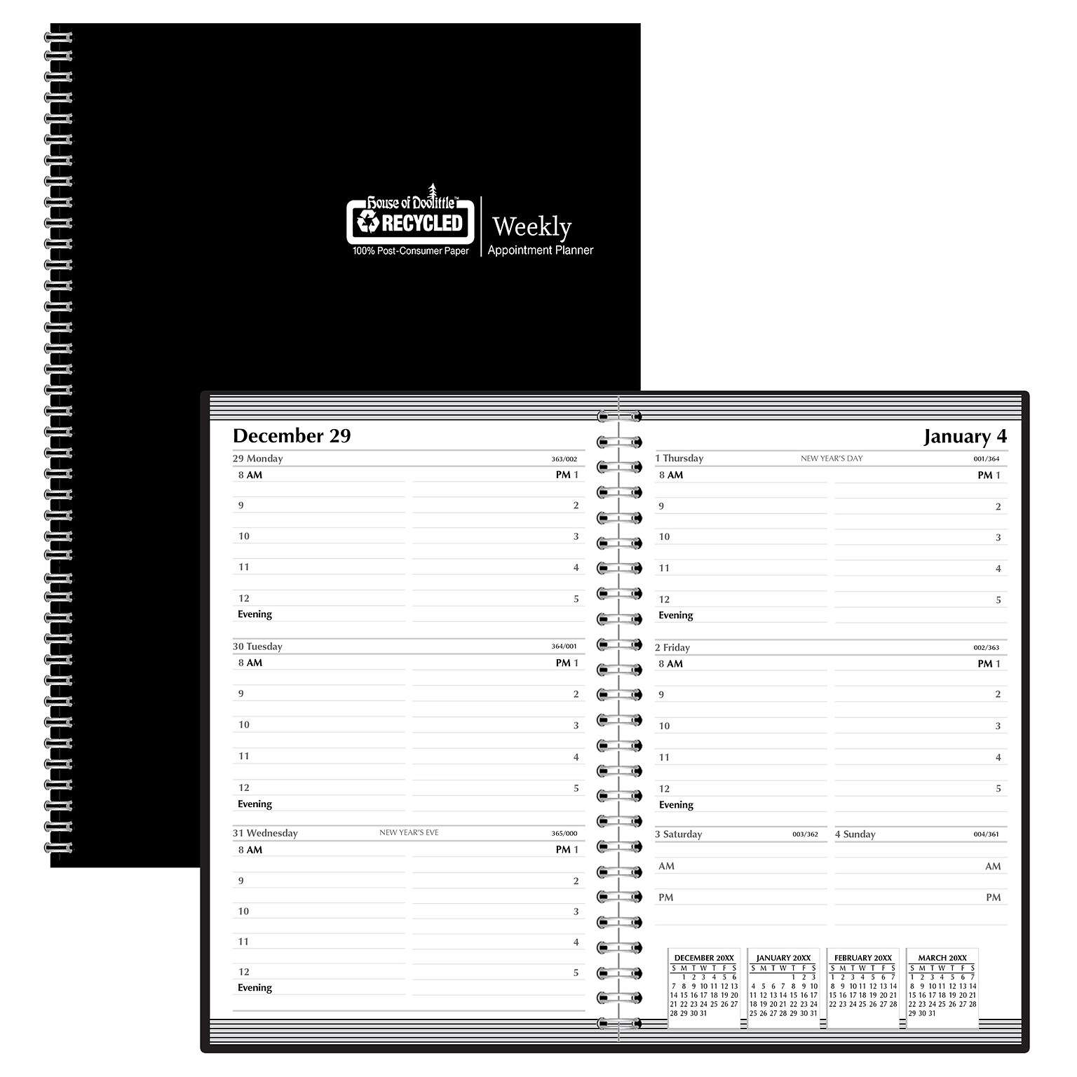 2026 House of Doolittle 5 x 8 Calendar Year Weekly Appointment Book, Faux Leather Cover, Black (27802-26)