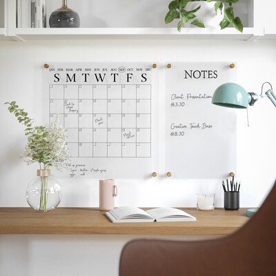 Martha Stewart Grayson Acrylic Black Print Dry Erase Wall Calendar with Notes, 18" x 18" (BRACS284545B2CB)