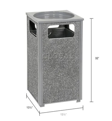 Global Industrial Stone Panel Trash Sand Urn, 12 Gallon Capacity, 13-1/2"W x 13-1/2"D x 32"H, Gray (239577GY)