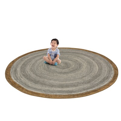 Joy Carpets Feeling Natural Nylon 5'4" Round Machine Tufted Rug, Stone (1972H-05)
