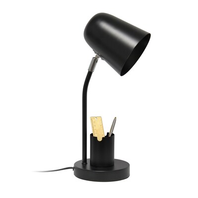 Simple Designs Sleek Essentials LED Desk Lamp, 15.75", Black Metal (LT2128-BLK)
