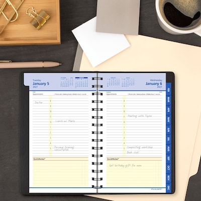 2027 AT-A-GLANCE QuickNotes 5" x 8" Daily & Monthly Appointment Book, Faux Leather Cover, Black (76-04-05-27)