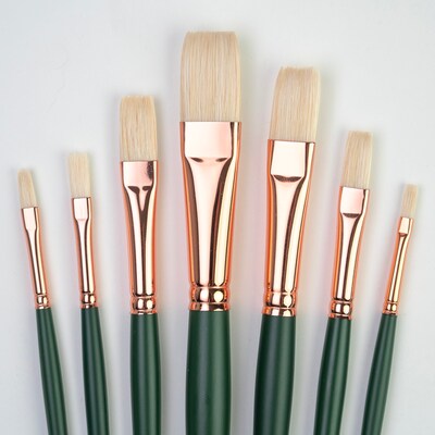 Silver Brush Natural Hog Bristle, Grand Prix All Flat Brushes, 7/Pack (SLVGP1064)