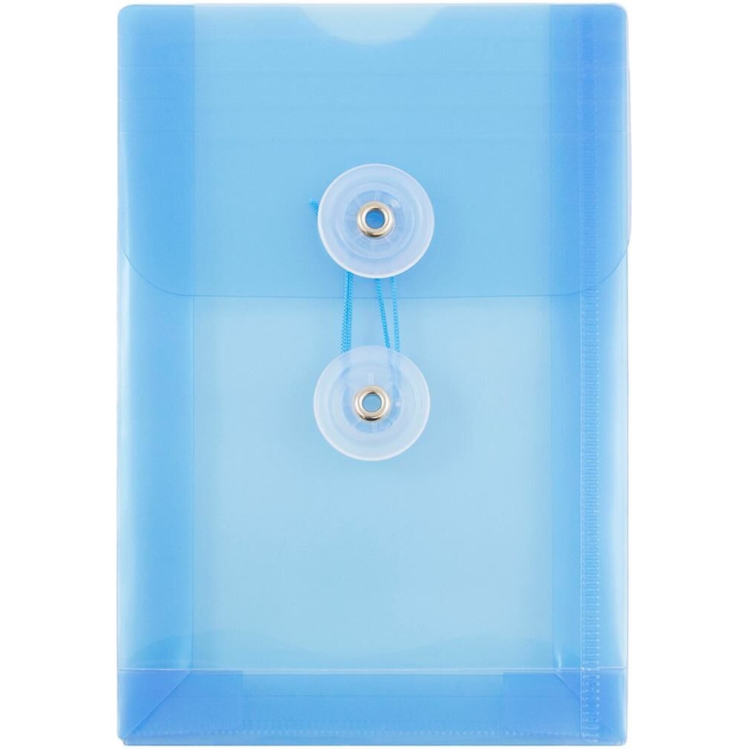 JAM Paper Premium Plastic Filing Envelope with Button & String Closure, 4 1/4 x 6 1/4, Blue, 3/Pack (473B1BUX3)
