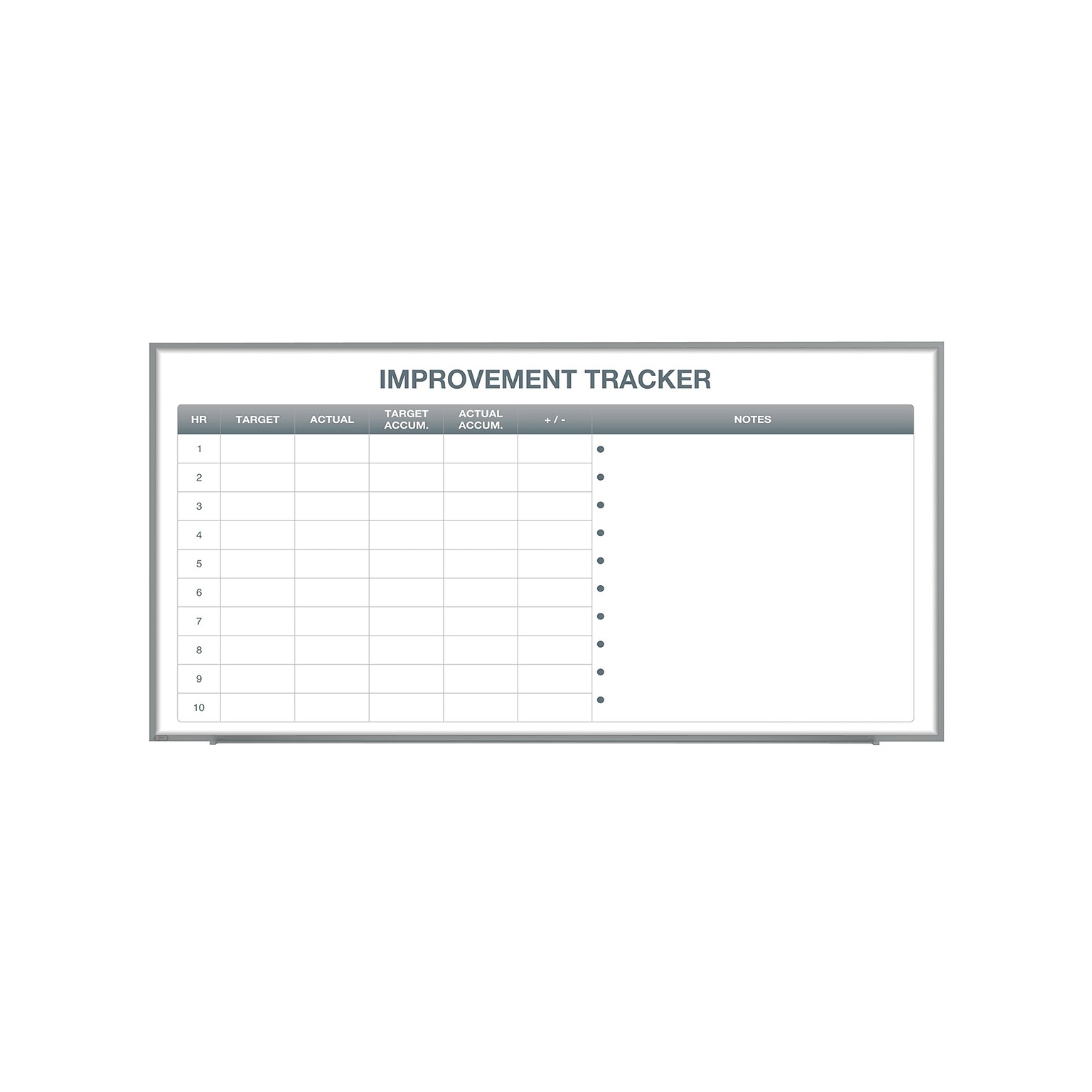 Ghent Manufacturing Whiteboard with Aluminum Frame, Improvement Tracker 2, Magnetic, 4H x 8W (GRPM303V-48)