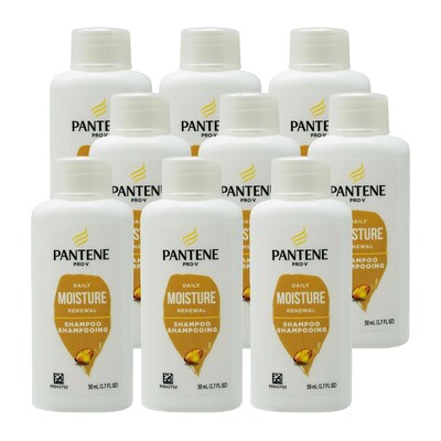 Pantene Daily Moisture Renewal Shampoo, 1.7 oz Trial Size Bottle, 9 Bottles/Bag, 24 Bags/Carton