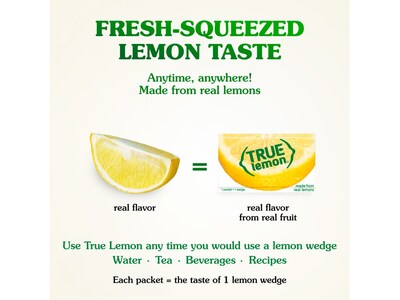 True Lemon Zero-Calorie Sugar-Free Crystallized Lemon, 0.03 oz., 100 Packets/Box (31021)