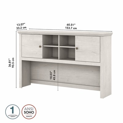 Bush Furniture Yorktown 60 "W Desktop Hutch, Linen White Oak (WC40431-03)