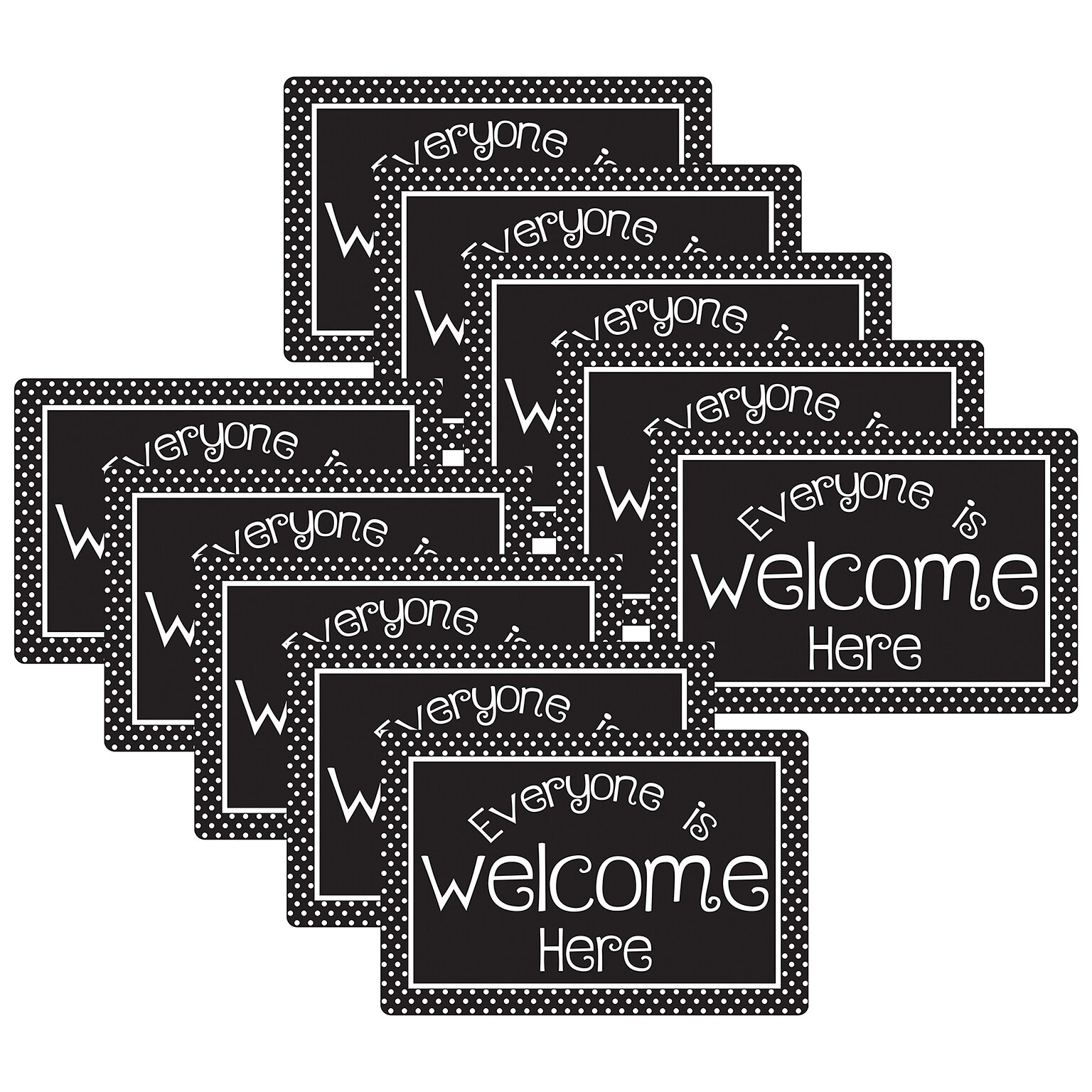 Ashley Smart Poly Computer Mouse Pad, 8 x 10, Everyone is Welcome Here, BW Dots, 10/Pack (ASH97109)