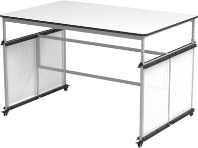 Luxor 32"-38"H Adjustable Standing Modular Makerspace and Science Lab Table, White (DTTB001)