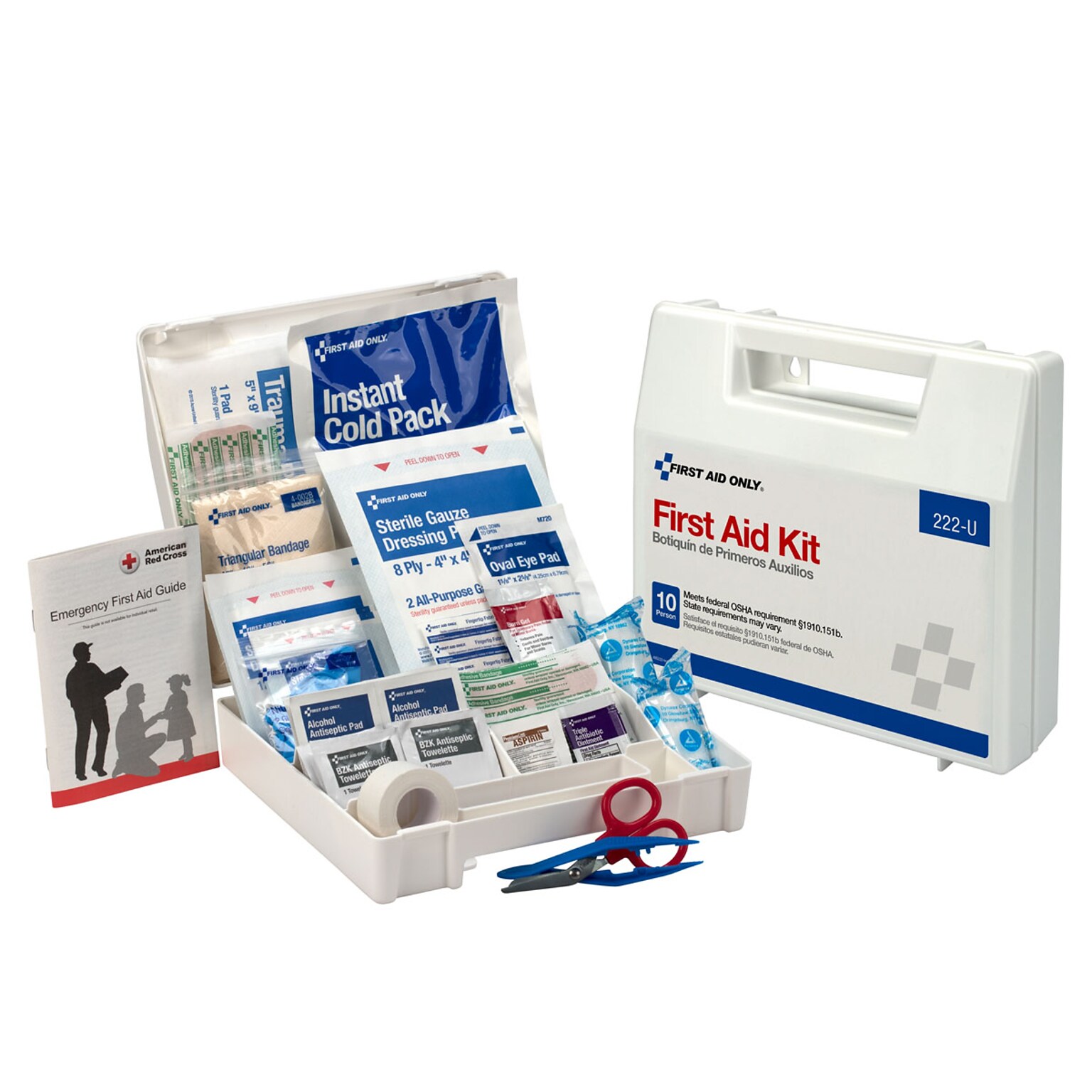 First Aid Only Plastic First Aid Kit, 10 People, 62 Pieces (222-U)