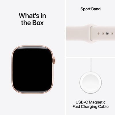 Apple Watch Series 11 GPS + Cellular Smartwatch, 46mm, Rose Gold Aluminum Case, Light Blush Sport Band, Small/Medium (MFCG4LW/A)