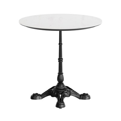 Flash Furniture Acadia 31.25" Round Wooden Dining Table with Bistro Base, White Faux Marble/Black Base (STRD31WMAST2222)