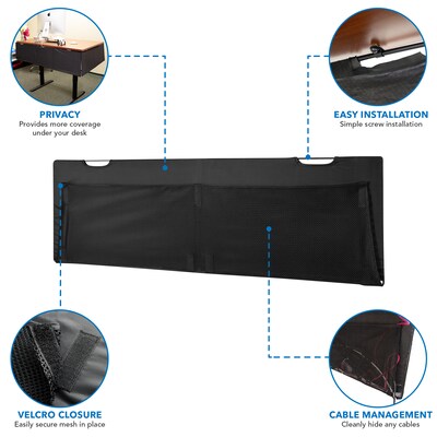 Mount-It! 15"H x 42"W Under Desk Privacy Panel with Mesh Storage Pockets, Black (MI-7250)