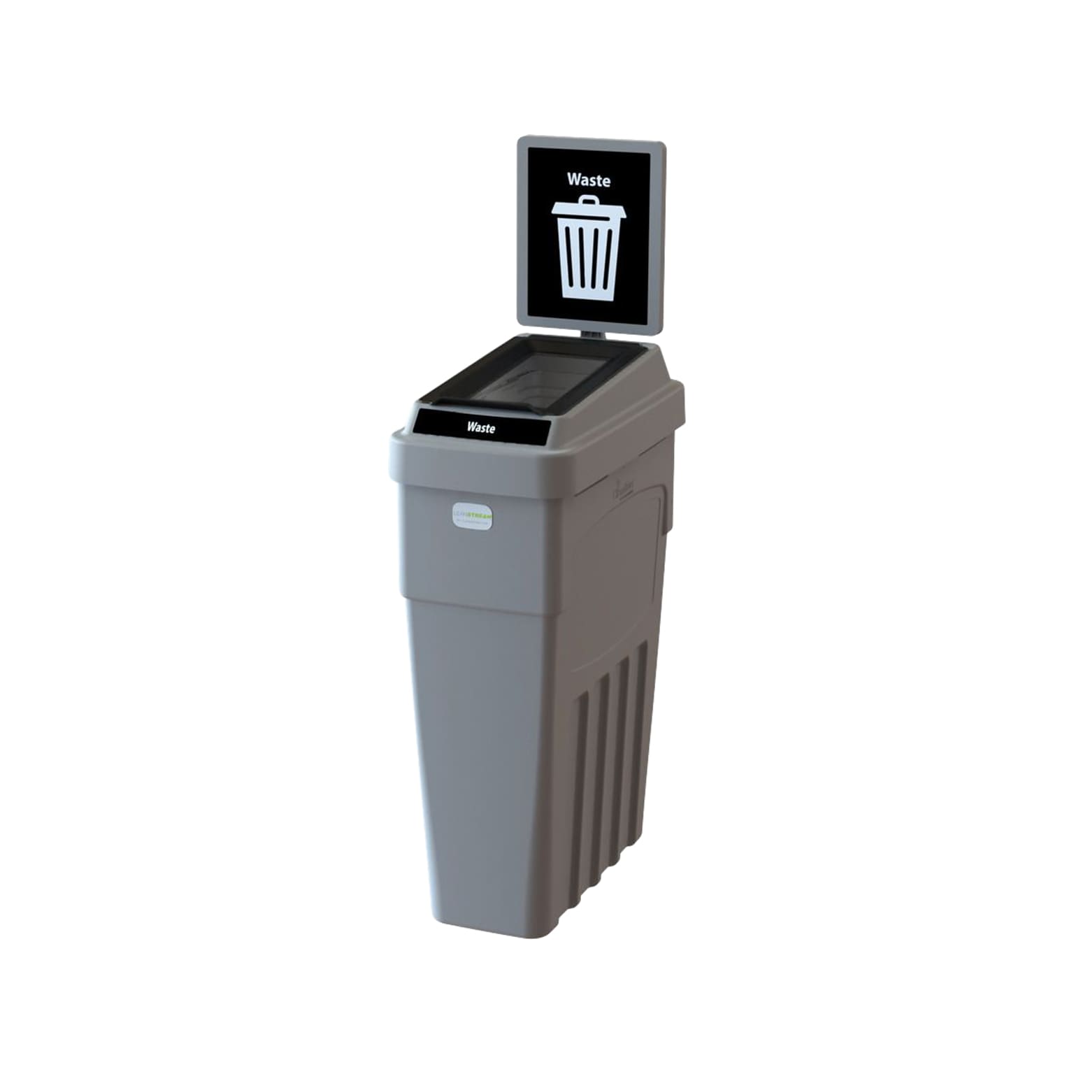 CleanRiver LeanStream Plastic Trash Can, 23 Gallon, Gray (LS1B-002)