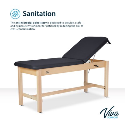 Aristo Wood Physician Exam Table with Adjustable Backrest, Paper Cutter, and Holder, 500lbs. Capacity, Black (ADI996-HBF-BLK)