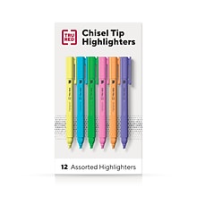 TRU RED™ Pocket Stick Highlighter with Grip, Chisel Tip, Assorted, 12/Pack (TR54586)