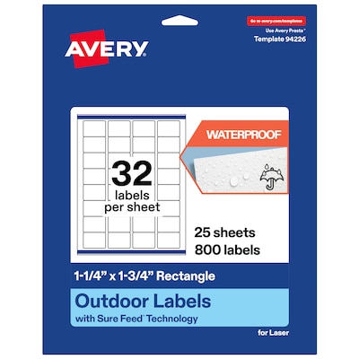 Avery Rectangle Laser Multipurpose Labels, 1.25 x 1.75, White, 800/Pack (19479399261)