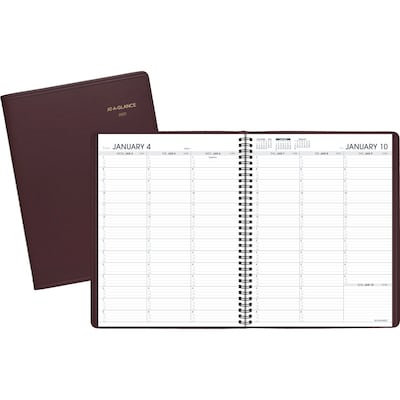 2027 AT-A-GLANCE 8.25 x 11 Weekly Appointment Book, Faux Leather Cover, Wine Stone (70-950-50-27)