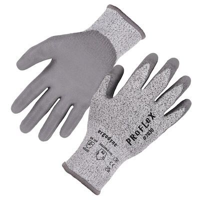 Ergodyne ProFlex 7030 PU Coated Cut-Resistant Gloves, ANSI A3, Gray, XXL, 1 Pair (10466)