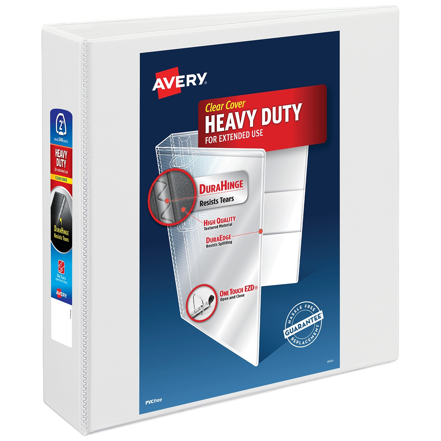 Avery Heavy Duty 2 3-Ring View Binders, One Touch EZD Ring, White (79-192/79-792)