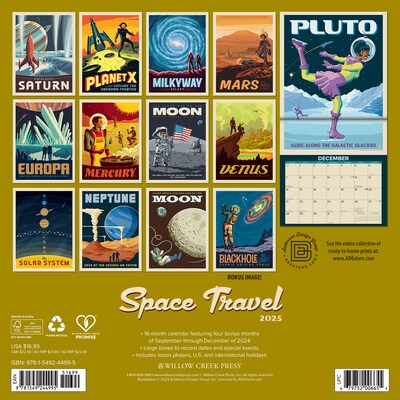 2025 Willow Creek Space Travel 12 x 12 Monthly Wall Calendar (44995)
