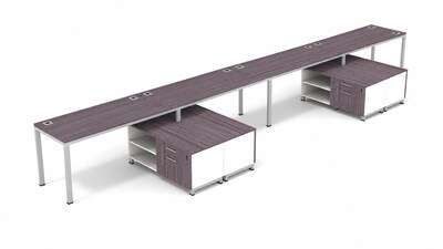 Boss Office Products Simple System 66W Desk with Storage Cabinet, Driftwood, 4/Set (SGSD011-202)