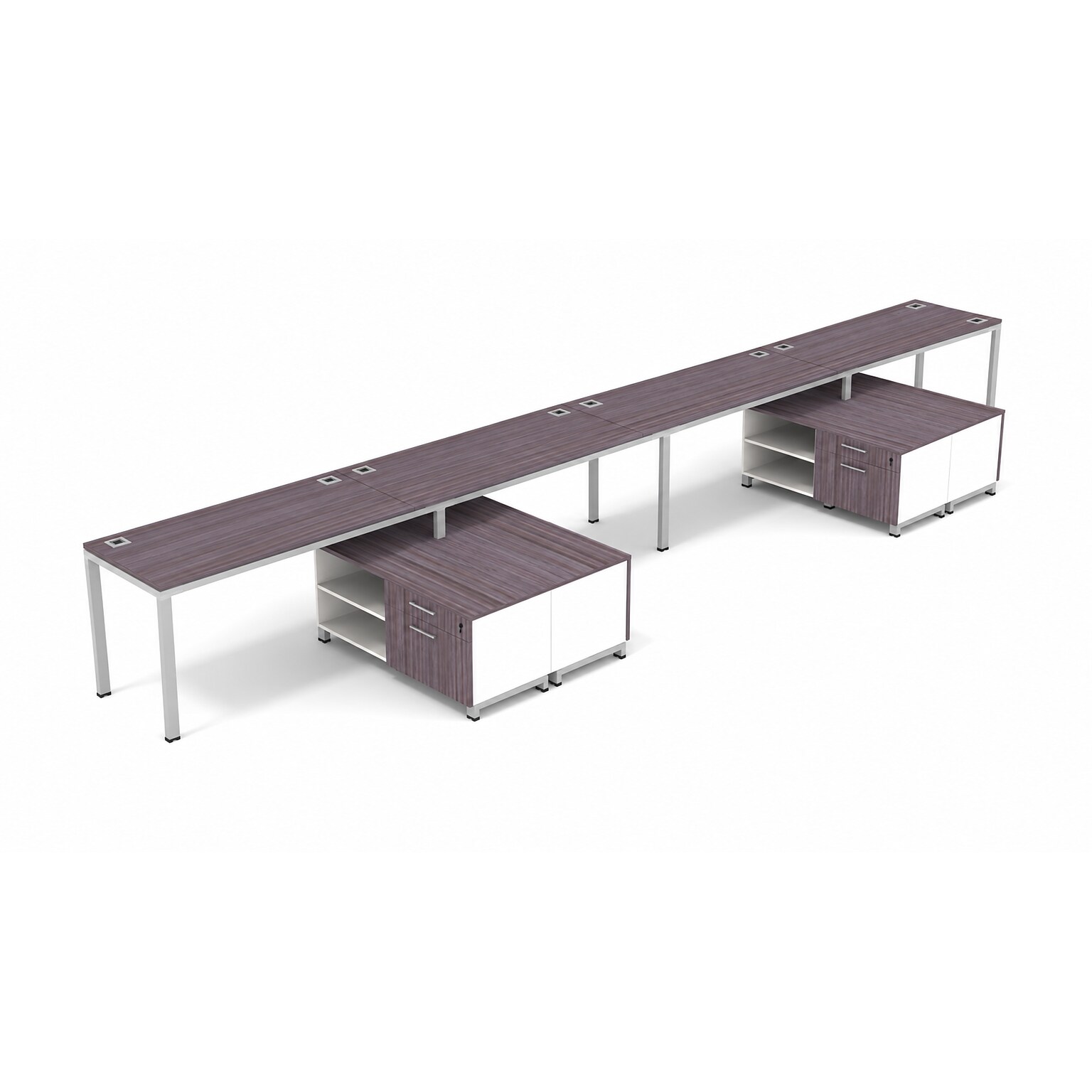 Boss Office Products Simple System 66W Desk with Storage Cabinet, Driftwood, 4/Set (SGSD011-202)