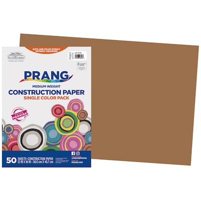 Prang 12" x 18" Construction Paper, Light Brown, 50 Sheets/Pack (P6907-0001)