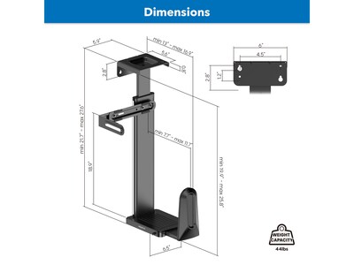 Mount-It! Steel CPU Heavy-Duty Under-Desk/Wall Mount, Matte Black (MI-7171)