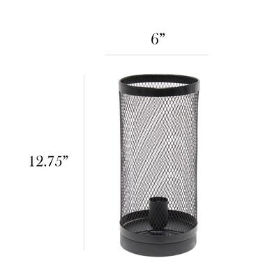 Simple Designs Black Mesh Cylindrical Steel Table Lamp (LT1075-BLK)