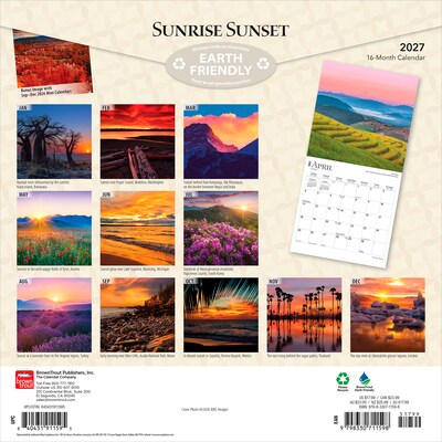 2027 BrownTrout Sunrise Sunset 12 x 12 Monthly Wall Calendar (9798330711598)