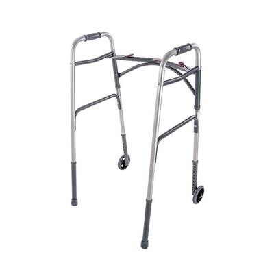 Dynarex Bariatric Dual Release Folding Walker with Wheels (10166)