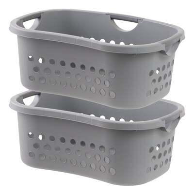 Iris Plastic Laundry Basket, Gray, 2/Pack (585089)