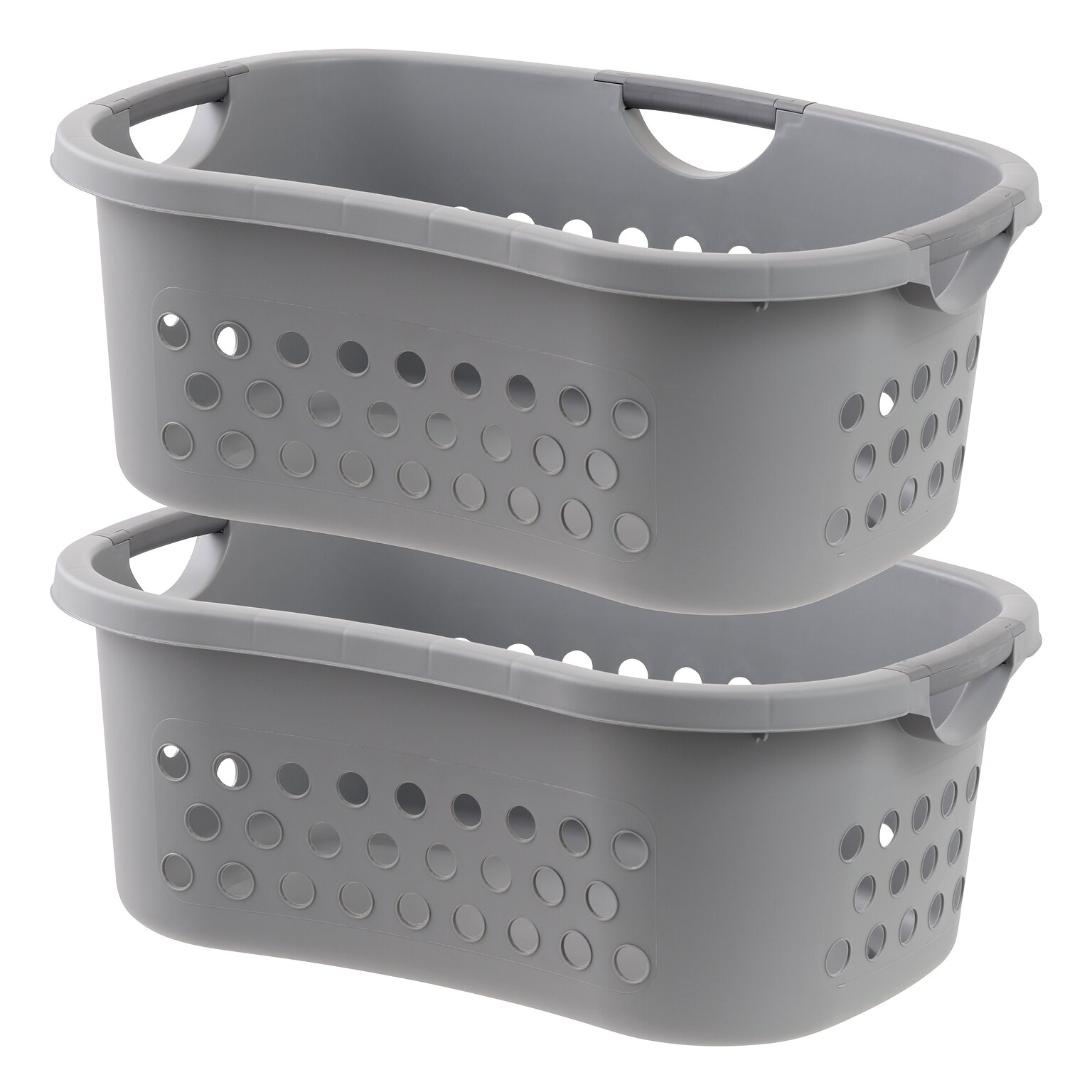 Iris Plastic Laundry Basket, Gray, 2/Pack (585089)