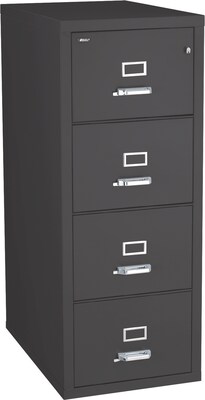 Quill Brand® 4-Drawer Fireproof Vertical File, Letter, Black, 31"D (Q314LTRBK)