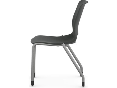 HON Motivate Plastic Stacking Chair, Armless, Onyx/Platinum, 2/Set (HMG1.N.E.ON.PLAT)