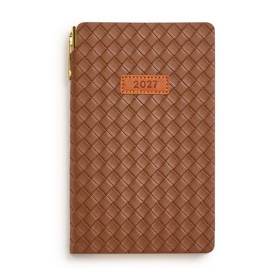 2027 Eccolo 4 x 7 Weekly & Monthly Planner, Faux Leather Cover, Brown (RY27-401B)