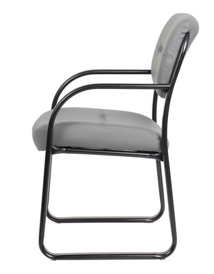 Boss LeatherPlus Guest Chair with Sled Base, Gray (B9529-GY)