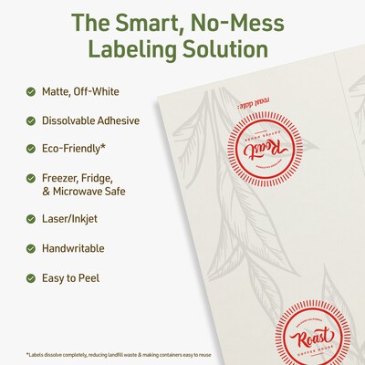 Avery Dissolvable Rectangle Multipurpose Labels, 11 x 4.25, Off-white, 10/Pack (94266)