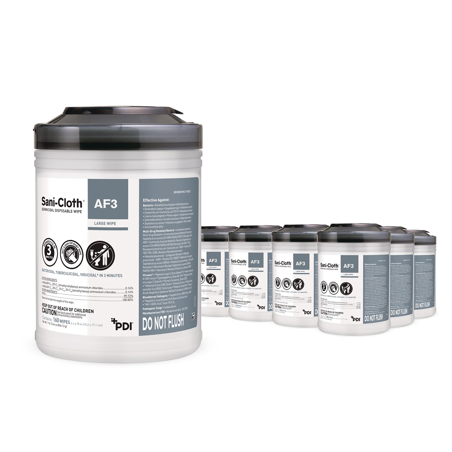 PDI Sani-Cloth AF3 Disinfecting Wipes, 160 Wipes/Container, 12/Carton (P13872CT)