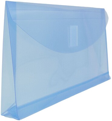 JAM Paper Premium Plastic Filing Envelope with Hook & Loop Closure, 5 1/4 x 10, Blue, 3/Pack (921V1BUX3)