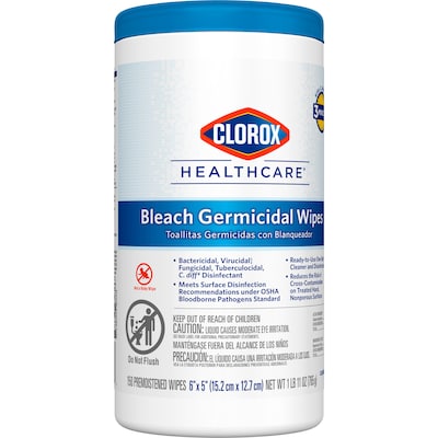 Clorox Healthcare Disinfecting Wipes, 150 Wipes/Container, 6/Carton (30577)