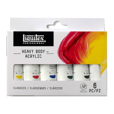 Liquitex Professional Heavy Body Acrylic Paint Tubes, Assorted Colors, 22 mL, 6 Pieces/Set (LIQ3699294)