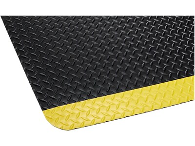 Crown Mats Industrial Deck Plate Anti-Fatigue Mat, 36" x 60", Black/Yellow (CD 0035YB)