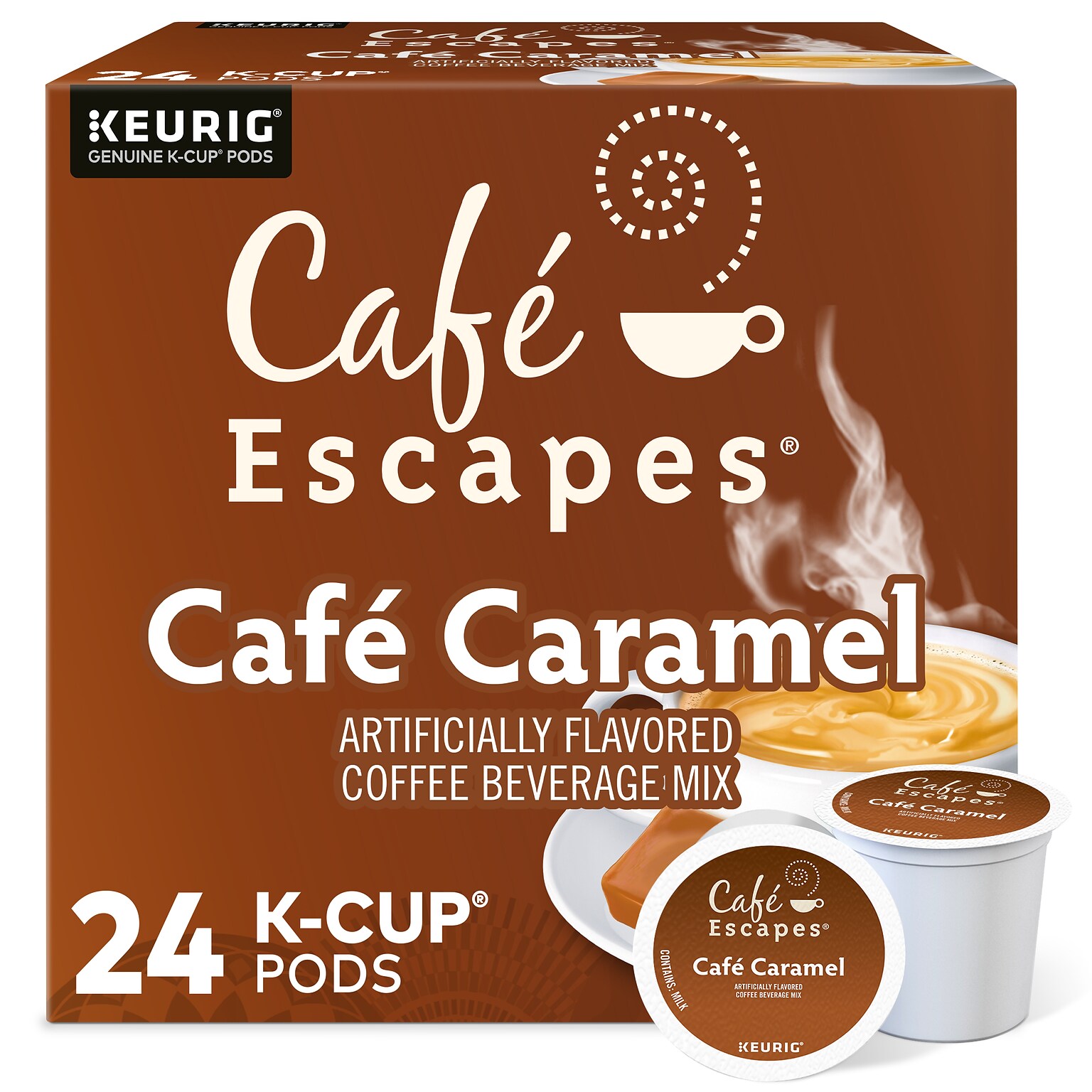 Cafe Escapes Caramel Coffee Keurig® K-Cup® Pods, Light Roast, 24/Box (GMT6813)